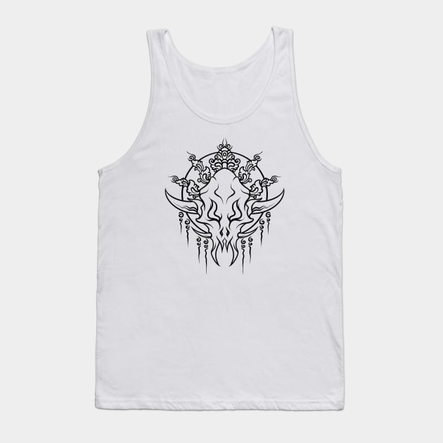 Skull Head with Balinese Carving Style Tank Top by HAPcreative